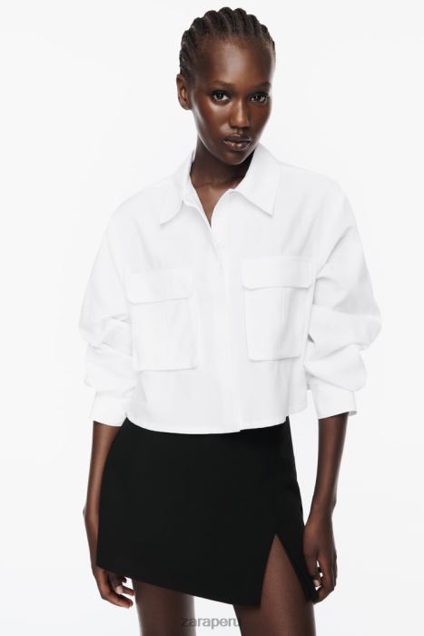 Zara mujer camisa corta tipo oxford BDP8J304 ropa blanco