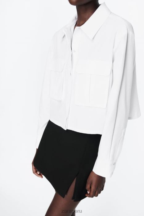 Zara mujer camisa corta tipo oxford BDP8J304 ropa blanco
