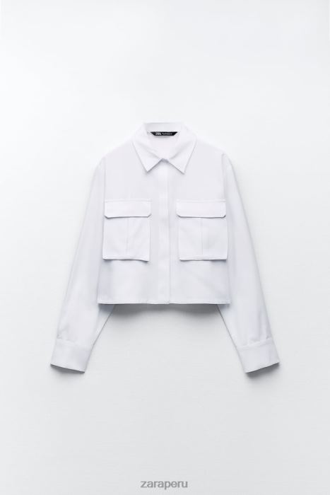 Zara mujer camisa corta tipo oxford BDP8J304 ropa blanco