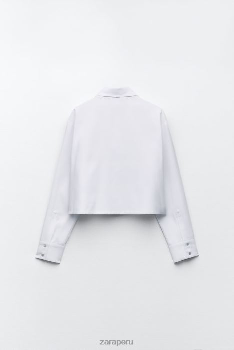 Zara mujer camisa corta tipo oxford BDP8J304 ropa blanco