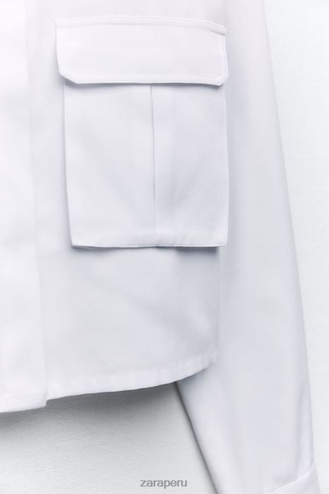 Zara mujer camisa corta tipo oxford BDP8J304 ropa blanco