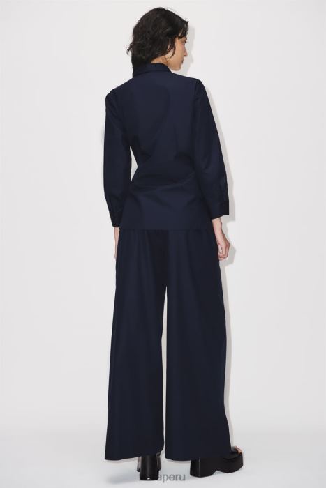 Zara mujer camisa cruzada de popelina BDP8J327 ropa Azul marino