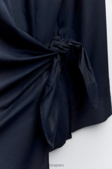 Zara mujer camisa cruzada de popelina BDP8J327 ropa Azul marino