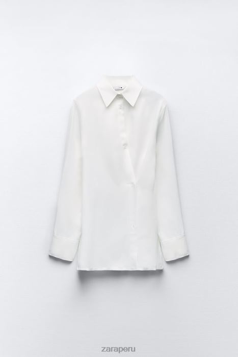 Zara mujer camisa cruzada minimalista con efecto satinado BDP8J411 ropa crudo