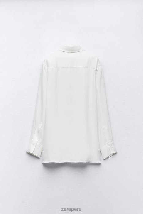 Zara mujer camisa cruzada minimalista con efecto satinado BDP8J411 ropa crudo