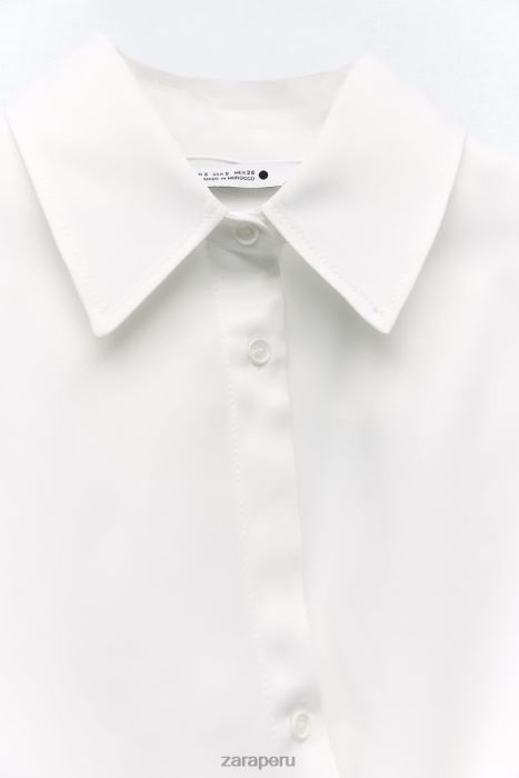 Zara mujer camisa cruzada minimalista con efecto satinado BDP8J411 ropa crudo