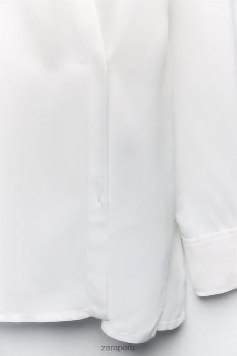 Zara mujer camisa cruzada minimalista con efecto satinado BDP8J411 ropa crudo