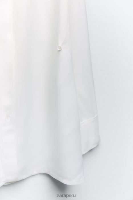 Zara mujer camisa cruzada minimalista con efecto satinado BDP8J411 ropa crudo