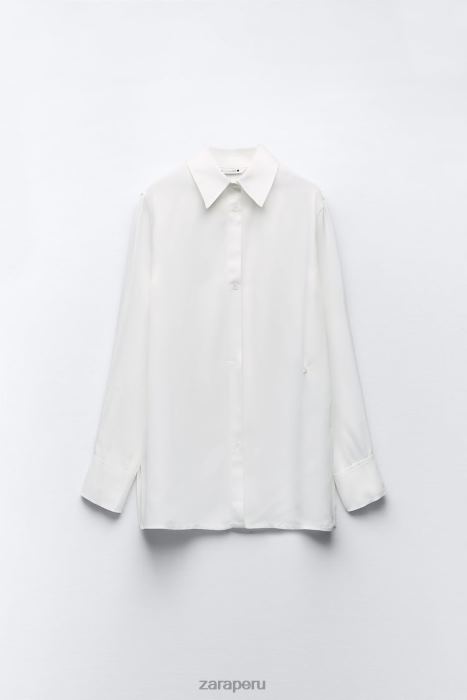 Zara mujer camisa cruzada minimalista con efecto satinado BDP8J411 ropa crudo