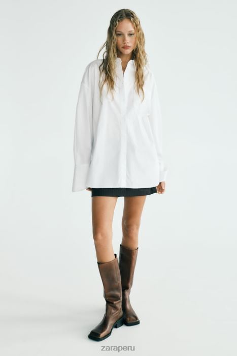 Zara mujer camisa de gran tamaño BDP8J443 ropa blanco