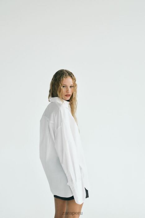 Zara mujer camisa de gran tamaño BDP8J443 ropa blanco