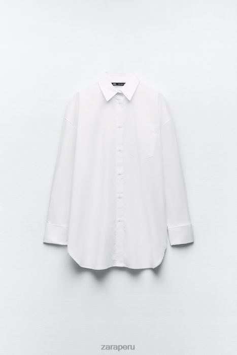 Zara mujer camisa de gran tamaño BDP8J443 ropa blanco