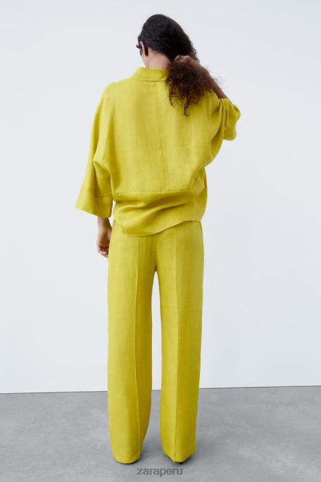 Zara mujer camisa de lino de gran tamaño BDP8J398 ropa mostaza