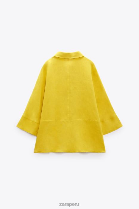 Zara mujer camisa de lino de gran tamaño BDP8J398 ropa mostaza