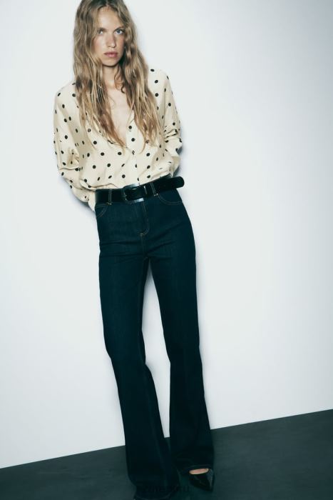 Zara mujer camisa de lunares BDP8J295 ropa crudo/negro