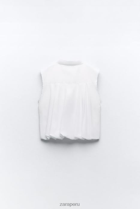 Zara mujer camisa de popelina hinchada BDP8J367 ropa blanco