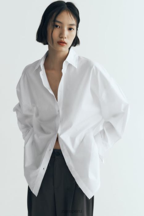 Zara mujer camisa de popelina oversize BDP8J292 ropa blanco