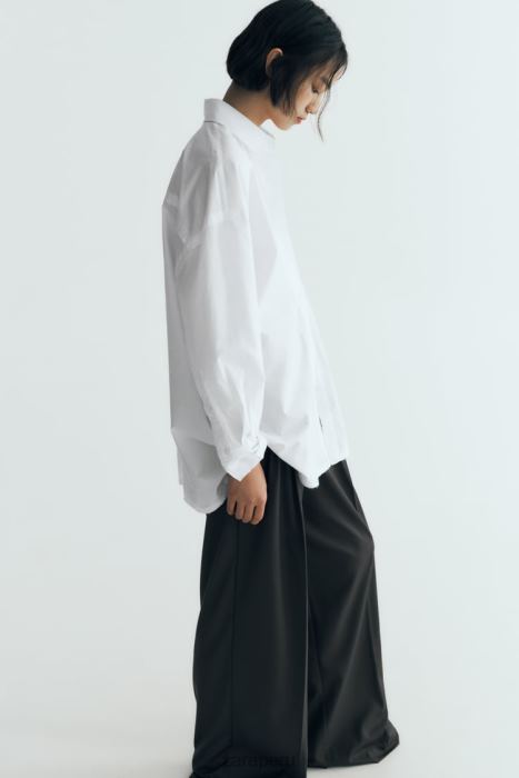 Zara mujer camisa de popelina oversize BDP8J292 ropa blanco