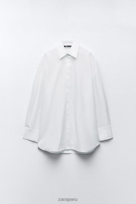Zara mujer camisa de popelina oversize BDP8J292 ropa blanco