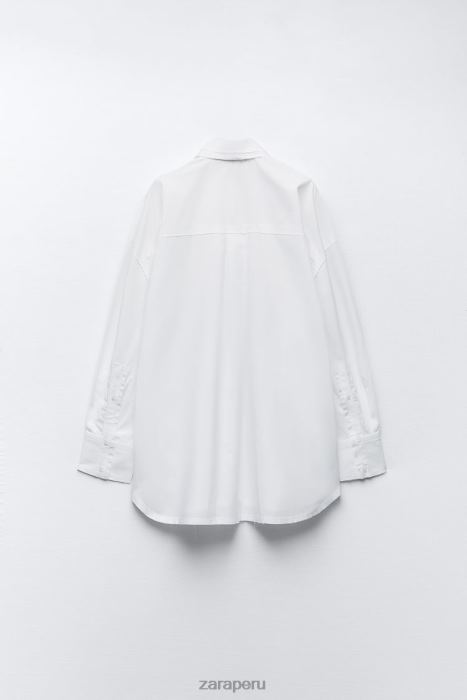 Zara mujer camisa de popelina oversize BDP8J292 ropa blanco