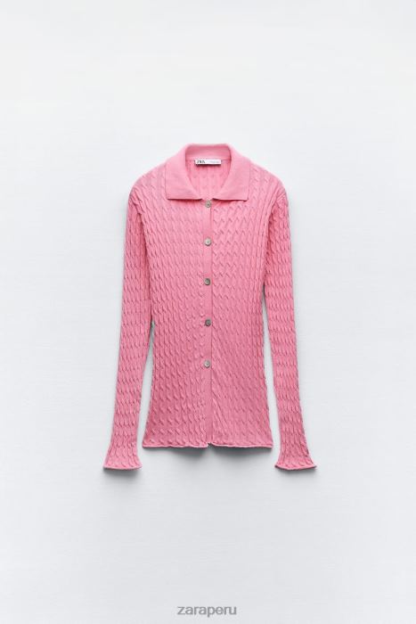 Zara mujer camisa de punto de ochos BDP8J421 ropa Rosa claro