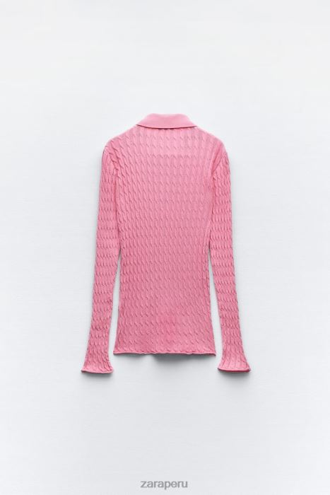 Zara mujer camisa de punto de ochos BDP8J421 ropa Rosa claro