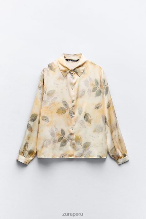 Zara mujer camisa de satén estampada BDP8J298 ropa multicolor