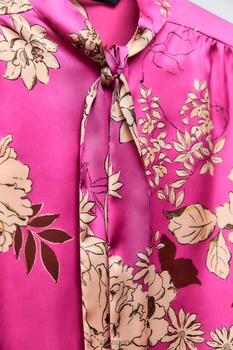 Zara mujer camisa de satén estampada BDP8J319 ropa multicolor