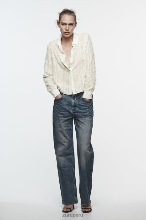 Zara mujer camisa deshilachada BDP8J437 ropa blanco