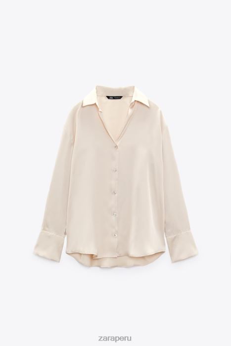 Zara mujer camisa fluida con efecto satinado BDP8J312 ropa oro suave