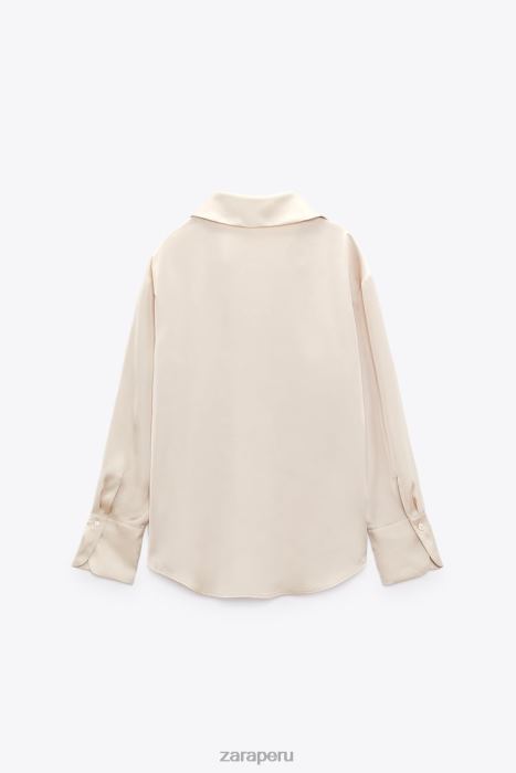 Zara mujer camisa fluida con efecto satinado BDP8J312 ropa oro suave