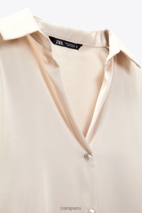 Zara mujer camisa fluida con efecto satinado BDP8J312 ropa oro suave