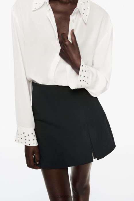 Zara mujer camisa fluida con espejo BDP8J425 ropa ostra blanca