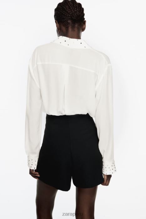 Zara mujer camisa fluida con espejo BDP8J425 ropa ostra blanca