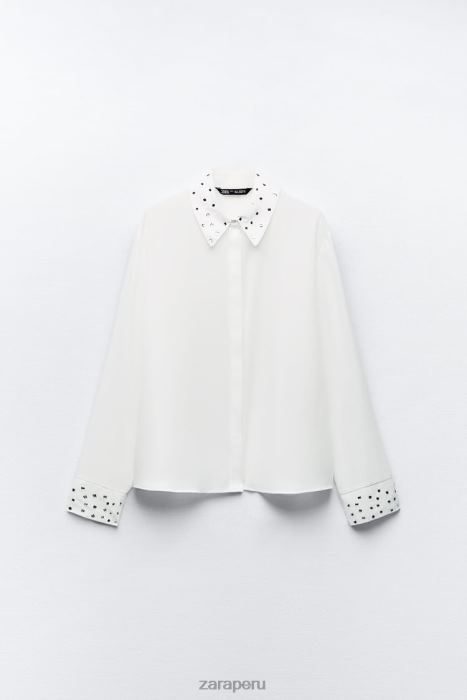 Zara mujer camisa fluida con espejo BDP8J425 ropa ostra blanca