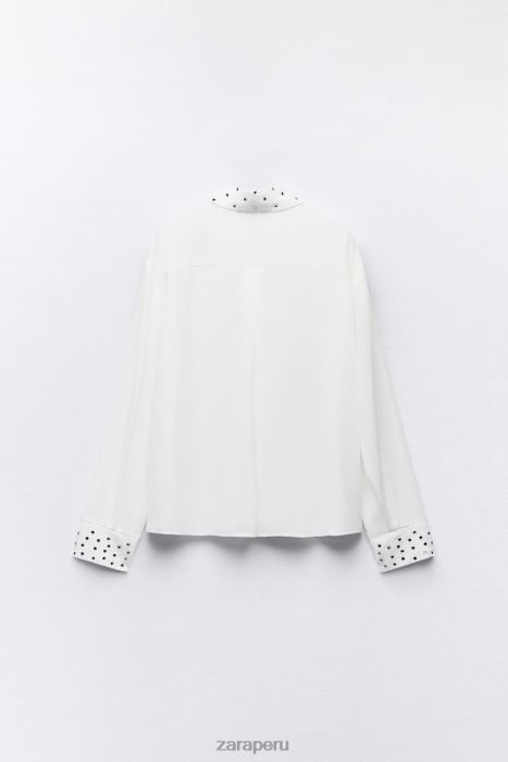 Zara mujer camisa fluida con espejo BDP8J425 ropa ostra blanca