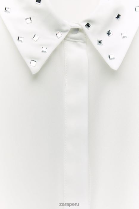 Zara mujer camisa fluida con espejo BDP8J425 ropa ostra blanca