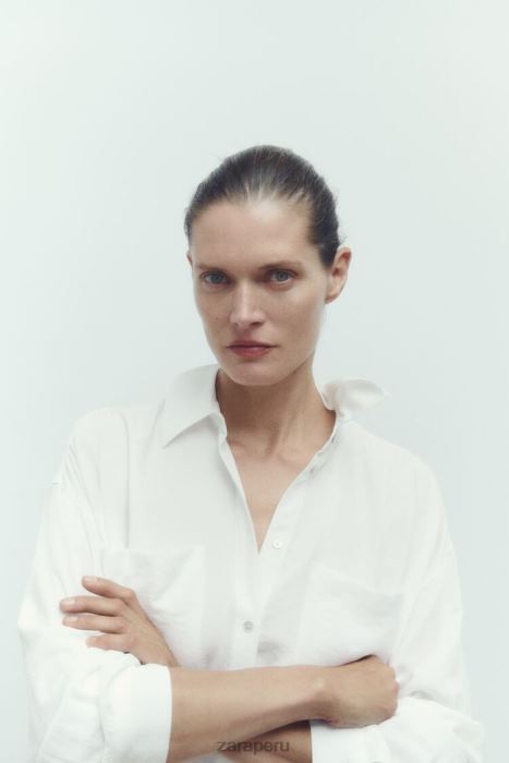 Zara mujer camisa fluida de gran tamaño BDP8J349 ropa blanco