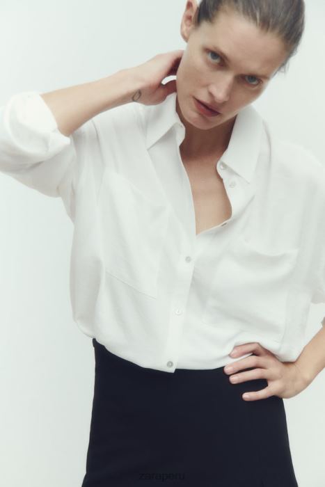 Zara mujer camisa fluida de gran tamaño BDP8J349 ropa blanco