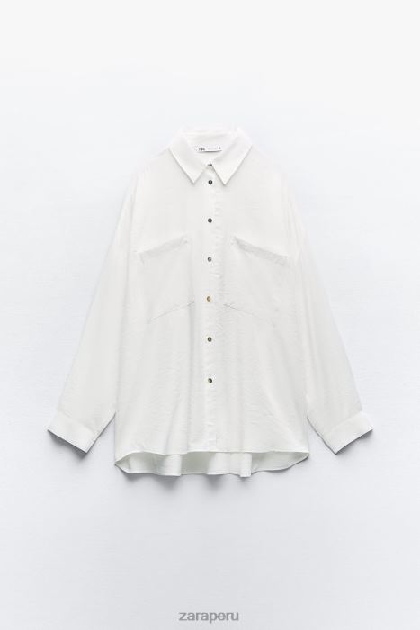Zara mujer camisa fluida de gran tamaño BDP8J349 ropa blanco