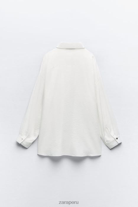 Zara mujer camisa fluida de gran tamaño BDP8J349 ropa blanco