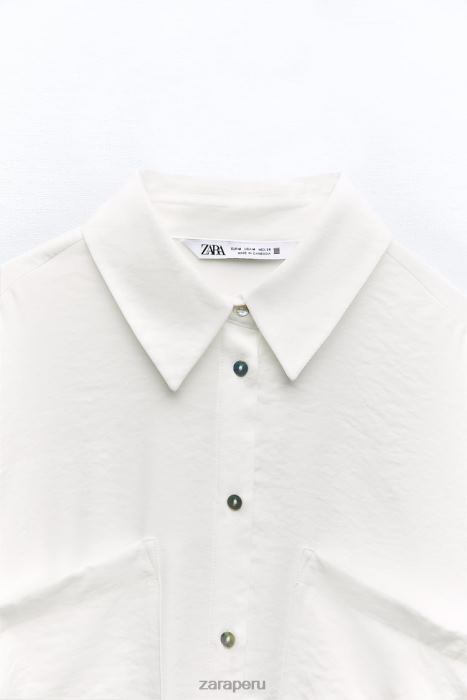 Zara mujer camisa fluida de gran tamaño BDP8J349 ropa blanco