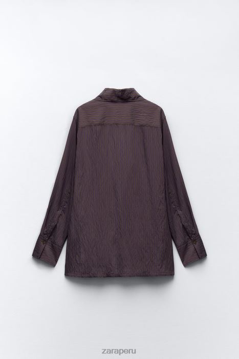 Zara mujer camisa minimalista de rayas multi/posicional de zw collection BDP8J299 ropa marrón/azul