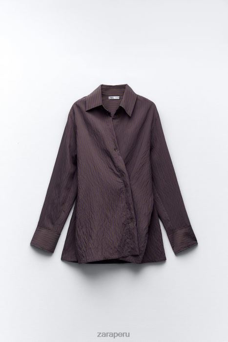 Zara mujer camisa minimalista de rayas multi/posicional de zw collection BDP8J299 ropa marrón/azul