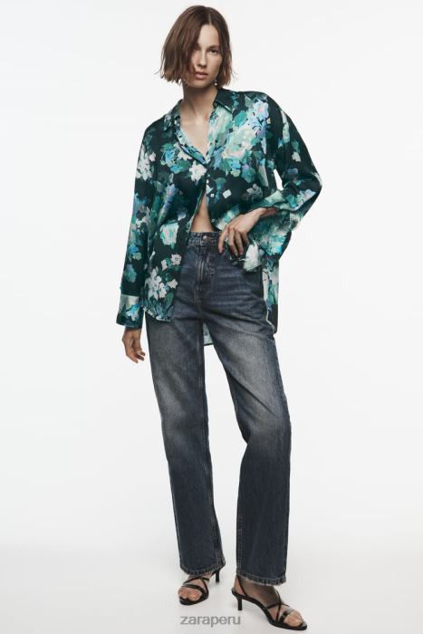 Zara mujer camisa oversize con estampado floral BDP8J384 ropa multicolor