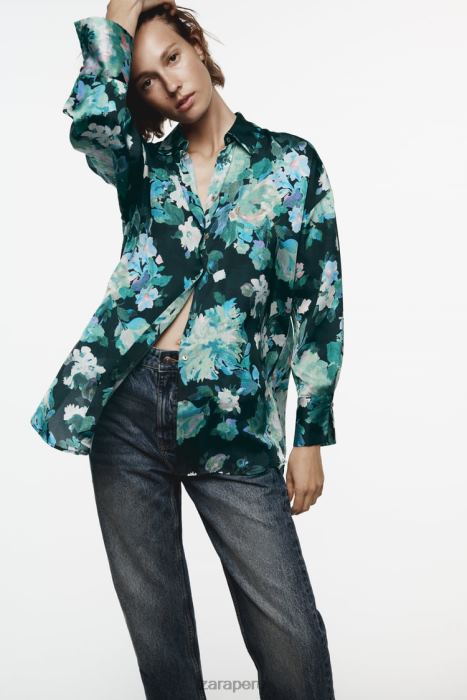 Zara mujer camisa oversize con estampado floral BDP8J384 ropa multicolor