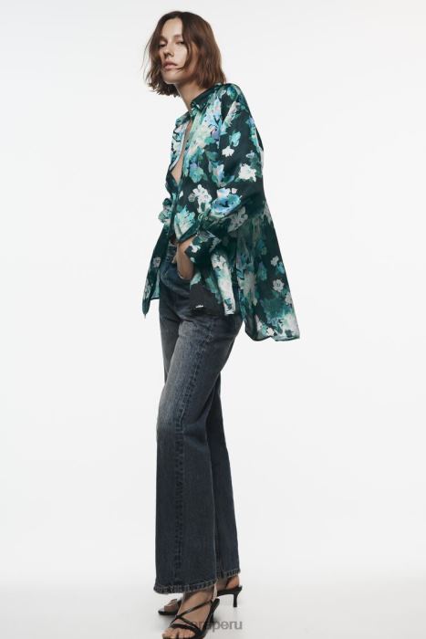 Zara mujer camisa oversize con estampado floral BDP8J384 ropa multicolor