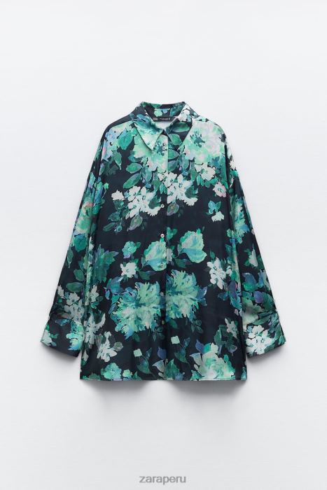 Zara mujer camisa oversize con estampado floral BDP8J384 ropa multicolor