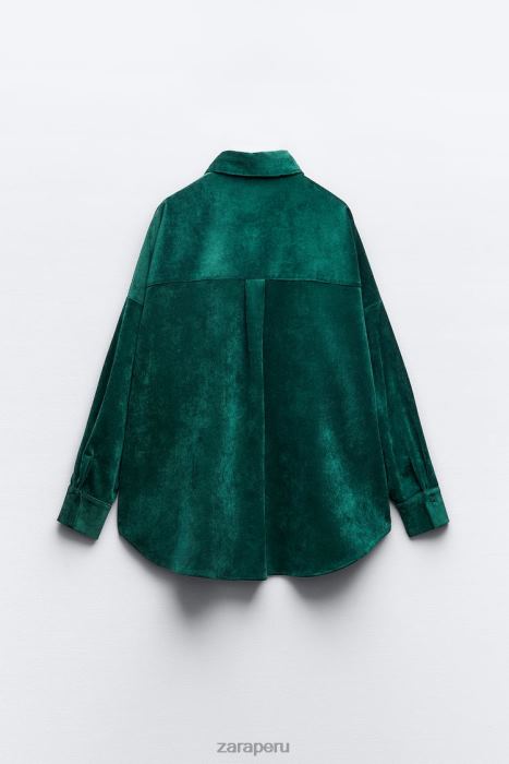 Zara mujer camisa oversize de pana con paneles finos BDP8J300 ropa verde