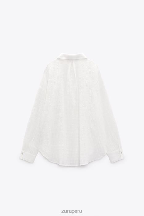 Zara mujer camisa oversize de tejido rústico BDP8J431 ropa blanco